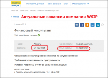 Каково это – работать на инвестиционную компанию Wall Street Invest Partners?