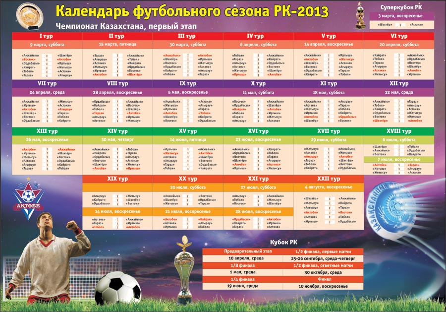 Календарь футбольного сезона РК – 2013